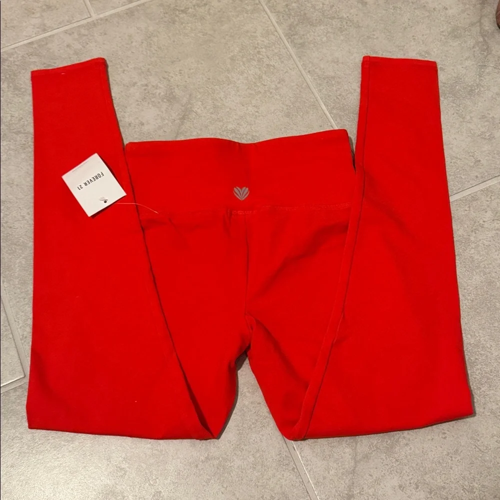 Forever 21 Women Red High-Waist Activewear Leggings - Picture 2 of 3